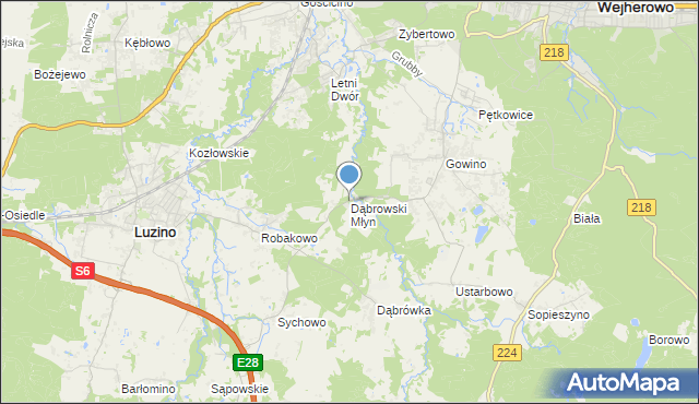 mapa Dąbrowski Młyn, Dąbrowski Młyn na mapie Targeo